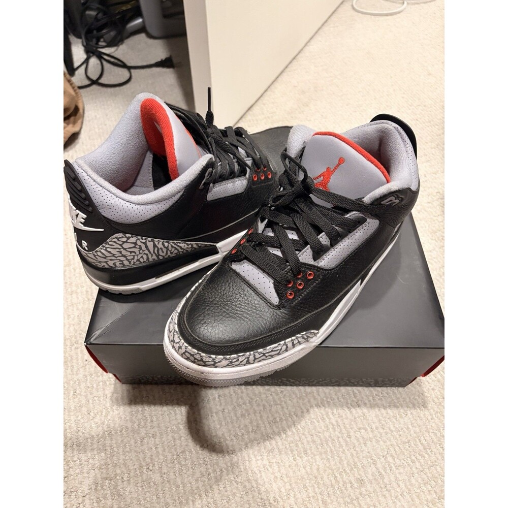 2018 Grail Nike Air Jordan 3 Retro OG Black Cement Leather w/ Box & Receipts 9.5